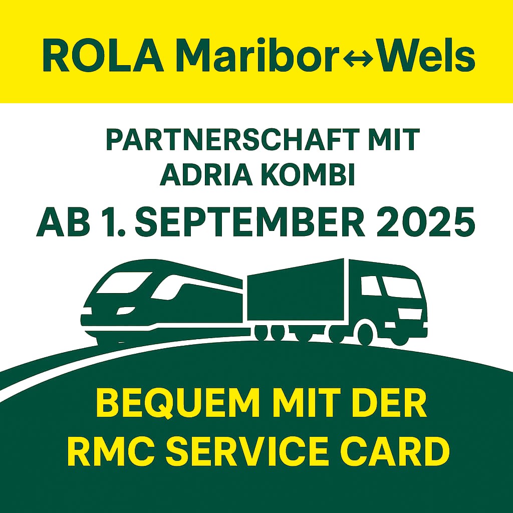 ROLA Maribor–Wels mit Adria Kombi – Bezahlung mit RMC Service Card.